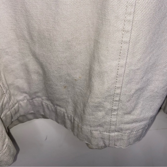 Vintage Nautica Medium Longer Canvas Utility Work Coat Jacket w/ Leather Collar - Picture 9 of 16